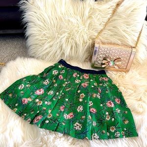 ZARA Girl's Mini Pleated Skirt Floral Green Size 7-8 NEW